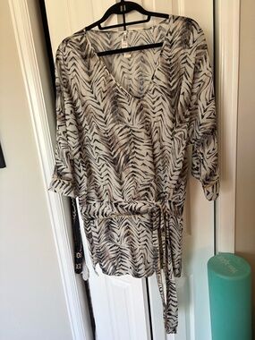 Aubade Lightweight V-Neck Tie-Waist Zebra Print Tunic swim cover
